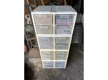 Large Plastic Organizer With Drawers Full Of Miscellaneous Goodies