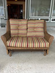 Palm Springs Golden Honey Resin Wicker Outdoor Patio Deck Glider Love Seat Sunbrella Cushions