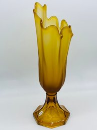 Fenton Fluted Amber Art Glass Vase