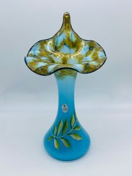 Fenton Art Glass Tulip Gem Jack In The Pulpit Hand Painted Signed Numbered Vase