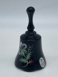 Fenton Art Glass Hand Painted Signed Black Amethyst Bell