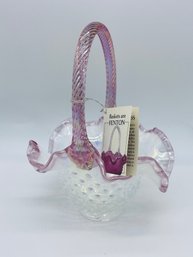 Fenton Art Glass Purple White Hobnail Basket