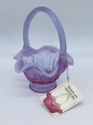 Fenton Art Glass Purple Opalescent Handled Basket