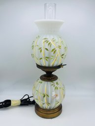 Fenton Art Glass Double Globe Dragonfly Opalescent Petite Gone With The Wind Table Lamp