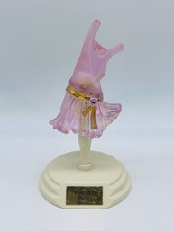 Fenton Art Glass Pink Flapper Dress Figurine With Base