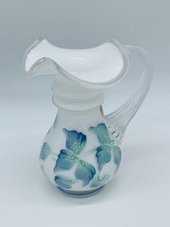 Fenton Art Glass Pitcher Hand Painted Numbered Signed