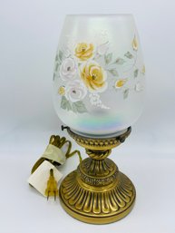 Fenton Art Glass Romance Collection Hand Painted Signed Iridized Opalescent Table Lamp