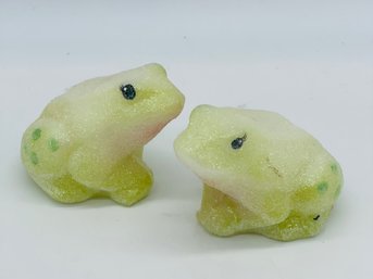 Fenton Art Glass Group Lot Pair Glitter Frogs Signed Hand Painted