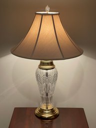 Waterford Lead Crystal Table Lamp With Original Finial & Shade