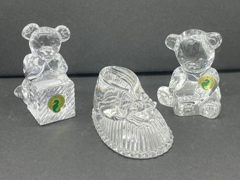 Group Lot Waterford Lead Crystal Tender Animals Bear Blocks Baby Shoe