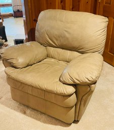 Italian Leather Rocker Recliner Buff Cream Tan