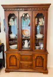 Vintage Mid Century Modern Glass Door China Cabinet & Glassware China Contents