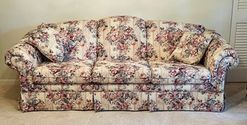 LaCrosse Elite Upholstered Three Cushion Roll Over Arms Floral Sofa