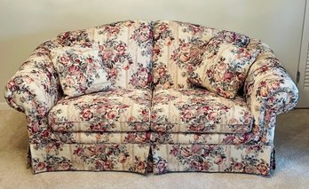 Lacrosse Elite Upholstered Two Cushion Roll Over Arms Floral Love Seat Settee