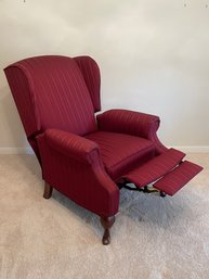 Lane Hampton Burgandy Wine Fabric Wingback Recliner Side Chair