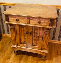 Solid Oak Kitchen Island Work Station Table With Finished Back Butcher Block