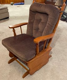 Oak Glider Rocker With Cushion Brown