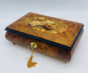 Italian Dance Of The Sugar Plumb Fairy Music Box Reuge Floral Instrument Inlay Walnut Elm Burl With Key