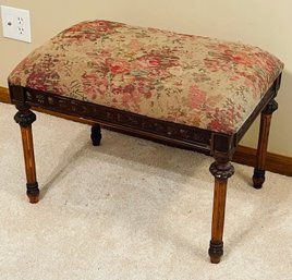 Ornate Wood Carved Needlepoint Settee Bench