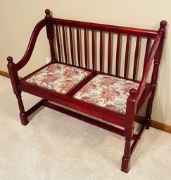 Cherry Wood Needlepoint Bench