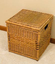 Wicker Storage Box Foot Stool Side Table Magazine Rack