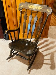 Large Wood Rocker With Grape Tole Paint Design