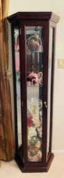 Lighted Curio Display Cabinet With Contents Decor Glass Crystal Eggs Figurines