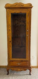 Solid Oak Lighted Display Curio Cabinet