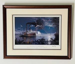 Framed Art The Great Steamboat Race By Gary R Lucy Signed