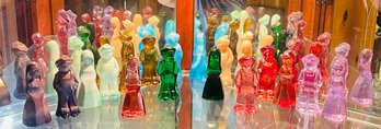 Group Lot 18 Pieces Mosser Art Glass Josh & Jenny Figurines