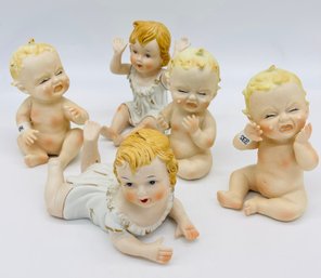 Group Lot Of Five Porcelain Bisque TMJ Supreme Quality Piano Babys