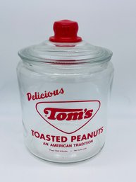 Vintage Glass Toms Roasted Peanuts Store Counter Display Jar