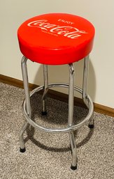 Round Coca Cola Soda Fountain Bar Stool With Foot Rail Chrome