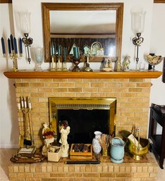 Contents Of Fireplace Mantle Living Room Fireplace Set Vases Figurines Large Mirror Figurines Lamps