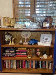 Group Lot Contents Of Shelf Clocks Danielle Steel Books Brass Duck Bookends Childrens Tea Set