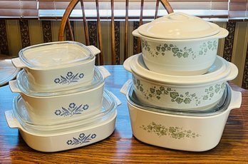 Group Lot Corning Ware & Corelle Kitchen Casserole Dishes With Lids