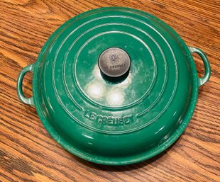 Double Handle Green Cast Iron Enameled French LeCreuset Pan Size 30 France