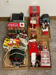 Group Lot Of Four Boxes Coca Cola Collectibles Buildings Houses