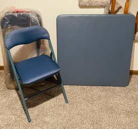 Brand New Blue Folding Card Table Set With Four Folding Chairs