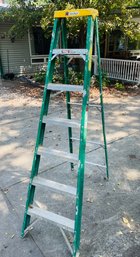 Six Step 7ft Green Davidson Commercial Fiberglass Step Ladder Model 592-07 Commercial Grade