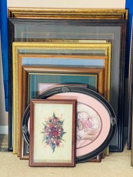 Group Lot Of Eight Framed Art Work Pictures Wall Decor