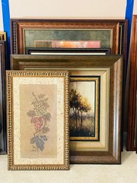 Group Lot Of Seven Framed Art Work Pictures Wall Decor