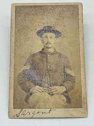 Original CDV Photo Image Wilkins Sergeant Company B 12th KVC Kansas Cavalry Civil War Soldier