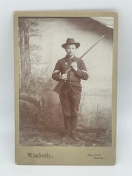 Original CDV Cabinet Photo Image James F. Peabody 22nd Kansas USV Spanish American War Rifle Gun