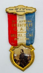 GAR Grand Army Of The Republic Salina Kansas Representative Badge Ribbon Pin 25th Annual Encampment