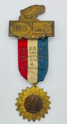 Grand Army Of The Republic Dodge City Ks. Kansas Representative Badge Ribbon Pin 35th Annual Encampment 1916