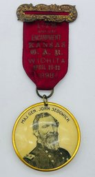 Major General John Sedgwick GAR Wichita Kansas Representative Badge Ribbon Pin 17th Annual Encampment 1898