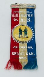 GAR Grand Army Of The Republic 15th Annual Encampment Delegate Ribbon Badge Beloit Kansas 1896