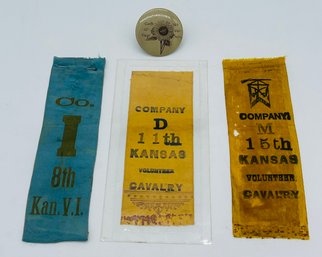 Kansas Compay B D I M Group Lot Ribbons Volunteer Infantry Cavalry Pin Back Button Soldier