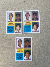 Superstars Retire 1984 Topps Baseball Lot Of 3 Bench Perry Yaz